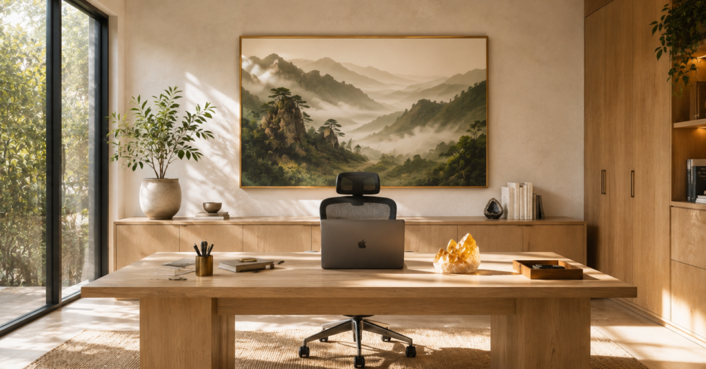 Beautiful home office to inspire Feng Shui Home Ideas.