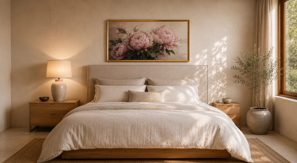 Beautiful bedroom layout to inspire Feng Shui home ideas.