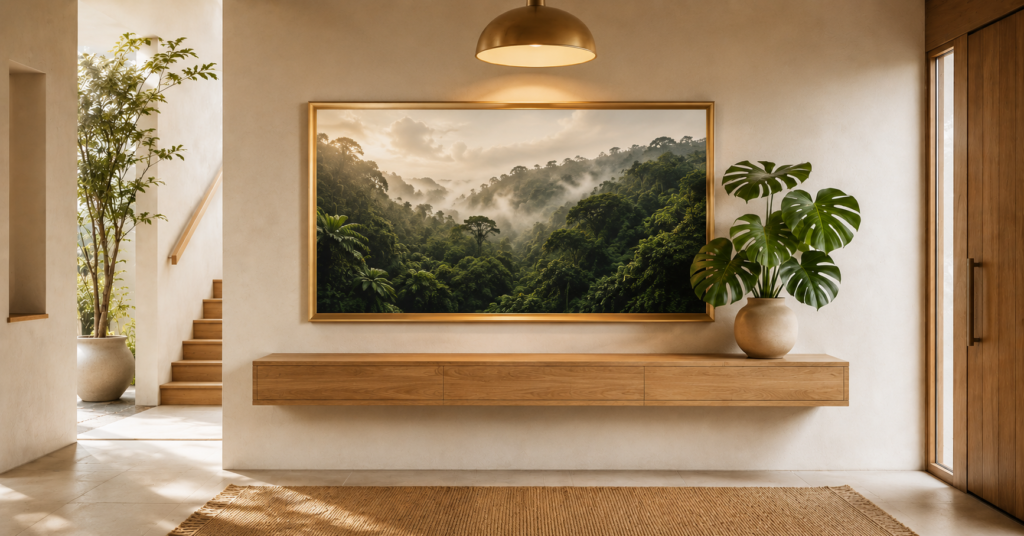 Interior design displaying beautiful artwork for Feng Shui home ideas.